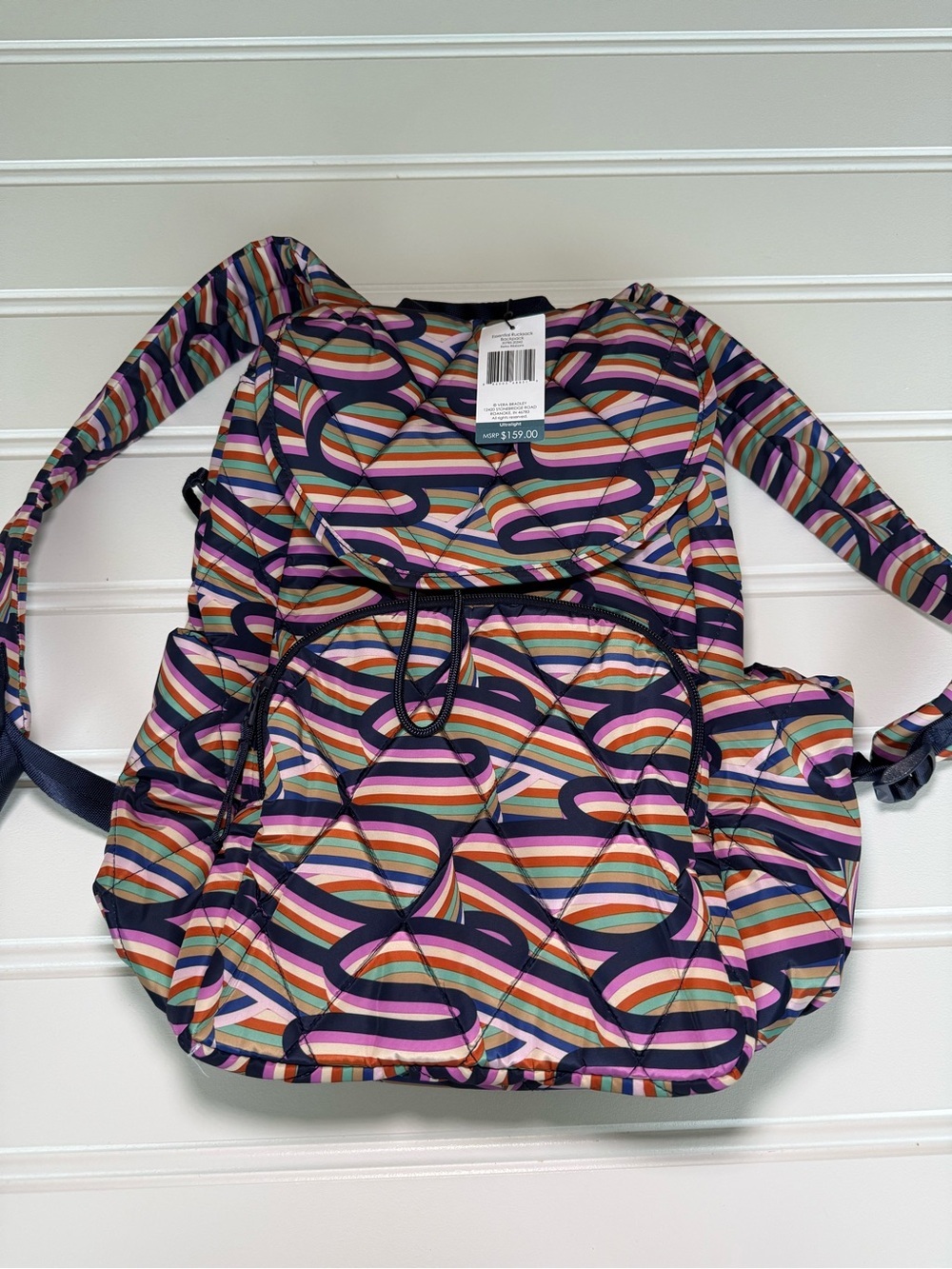 Vera Bradley Essential Rucksack Backpack Retro Ribbons NEW 1989